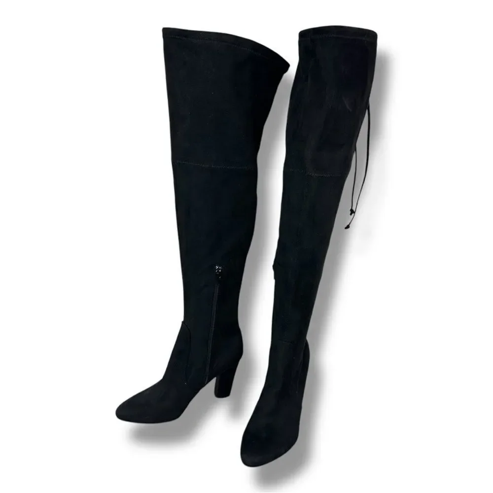 UNISA Black Faux Suede Over the Knee‎ Heeled Boots Size 9M